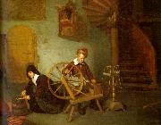 Quirijn van Brekelenkam Man Spinning and Woman Scraping Carrots oil painting on canvas